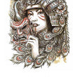 Load image into Gallery viewer, Mongol Warrior Woman In Peacock Feathered Armor Best Temporary Tattoos
