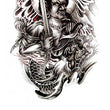 Load image into Gallery viewer, Moon Behind Mongol Warrior Holding Sword with Dragon Best Temporary Tattoos
