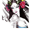 Load image into Gallery viewer, Asian Princess Holding Kabuki face Best Temporary Tattoos
