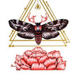Load image into Gallery viewer, Moth With Red Antlers and Pink Rose Best Temporary Tattoos
