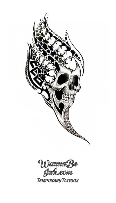 Scary King Skull Tattoo On Men Back Spine – Truetattoos