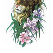 Load image into Gallery viewer, Old Lion in Soft Flowers and Long Grass Best Temporary Tattoos
