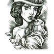 Load image into Gallery viewer, Old West Woman In Bowler Hat Best Temporary Tattoos
