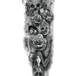 Load image into Gallery viewer, "Only Time Will Tell" Skull Clock Roses Eye Virgin Mary Temporary Sleeve Tattoos
