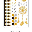 Load image into Gallery viewer, Onyx Bracelet Band with Gold Sun Hamsa and Dream Catcher Metallic Temporary Tattoos
