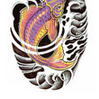 Load image into Gallery viewer, Orange and Blue Koi Fish In Black and White Waves Best Temporary Tattoos
