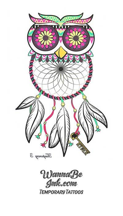 Owl Eyes On Dream Catcher Best Temporary tattoos