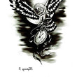 Load image into Gallery viewer, Owl Holding Clock Flying Past Moon Best Temporary Tattoos
