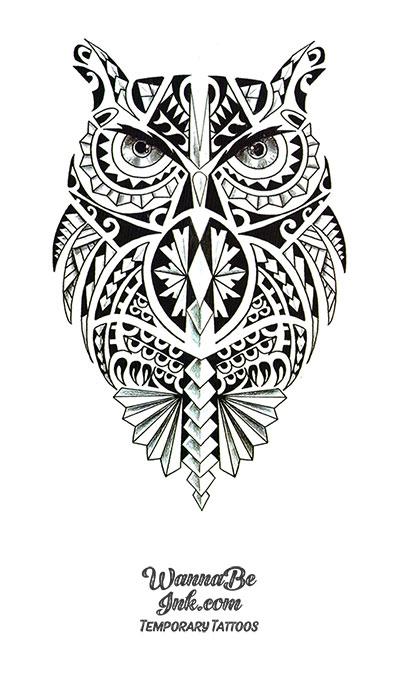 geometric owl tattoo
