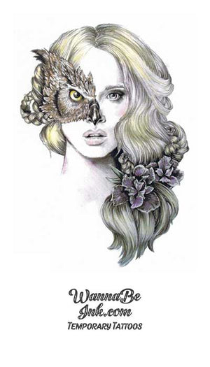 Owl Masked Woman Best Temporary Tattoos