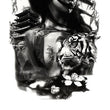 Load image into Gallery viewer, Pagoda Behind Warrior Woman Best Temporary Tattoos
