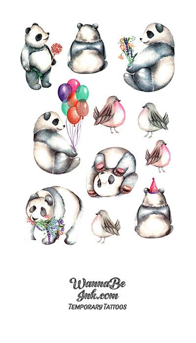 Panda Bears and Balloons Best Temporary Tattoos
