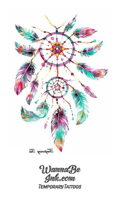 Pastel Colored Dream Catchers Best Temporary Tattoos