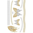 Load image into Gallery viewer, "Peacock Feathers and Butterflys in Gold and Silver Metallic Temporary tattoos
