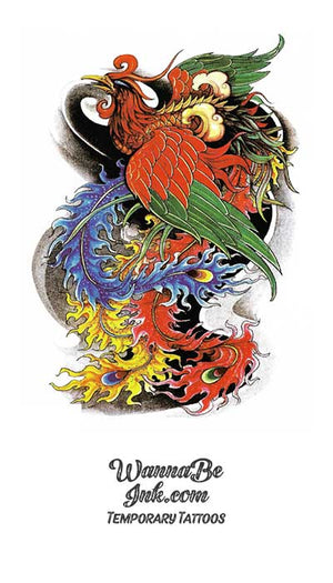 Phoenix Bird with Colorful Feathers Best Temporary Tattoos