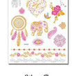 Load image into Gallery viewer, Pink and Gold Heart Dream Catcher Elephant Eye and Designs Metallic Temporary Tattoos
