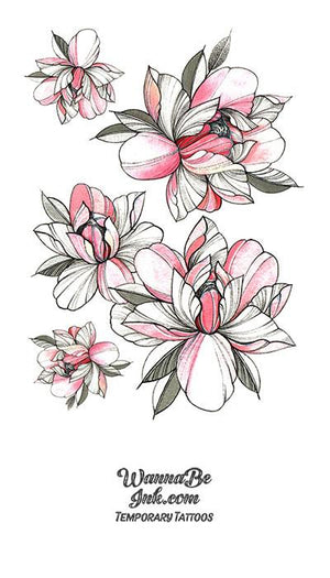 Pink and Gray Lotus Blossoms Best Temporary Tattoos