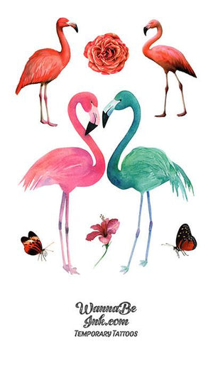 Pink And Green Flamingo Best Temporary Tattoos