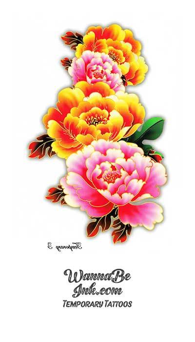 Pink and Peach Rose Blossoms Best Temporary Tattoos