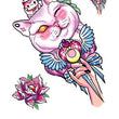 Load image into Gallery viewer, White Cat Pink Blossoms Best Temporary Tattoos
