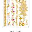 Load image into Gallery viewer, Pink Flowers with Gold Leaves and Butterflies Metallic Temporary Tattoos
