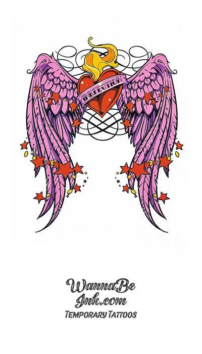 Pink Winged Heart Best Temporary Tattoos
