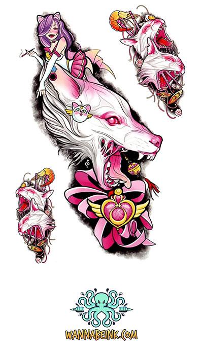 Pink Hairless Cat Face Best temporary Tattoos
