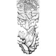 Load image into Gallery viewer, Praying Hands Dove Guardian Angel and Sunburst Temporary Sleeve Tattoos
