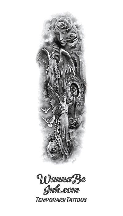 praying angel chest tattoos