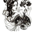 Load image into Gallery viewer, Samurai Woman Drawing Sword Best Temporary Tattoos
