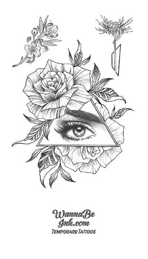 Pyramid Eye in Roses Blossoms Best Temporary Tattoos