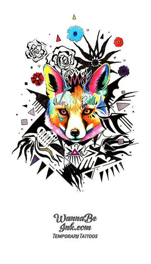 Rainbowed Fox In Black Designs Best Temporary Tattoos