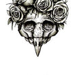 Load image into Gallery viewer, Raven Skull Wearing Dead Roses Best Temporary Tattoos
