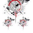 Load image into Gallery viewer, Red and Black Compasses And Moths Best Temporary Tattoos

