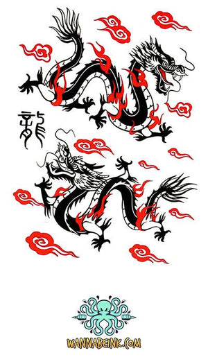 Red and Black Dragons Best Temporary Tattoos
