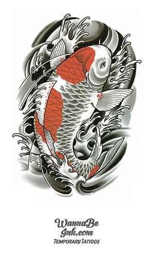Red and White Koi Fish Best Temporary Tattoos