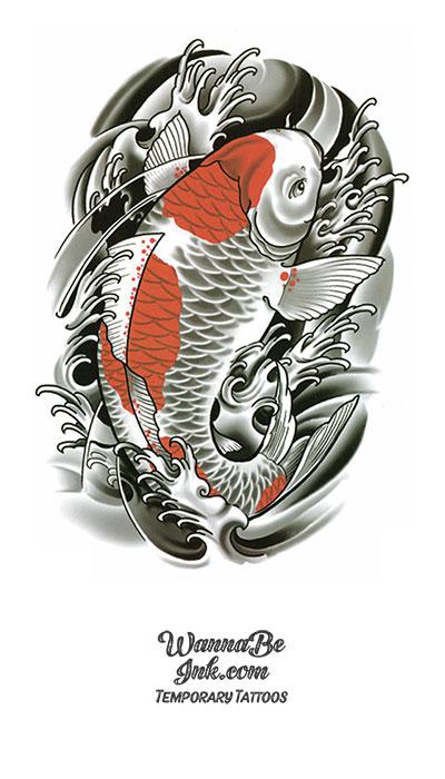 Red and White Koi Fish Best Temporary Tattoos