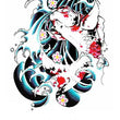Load image into Gallery viewer, Red and White Koi Jumping From Waves Best Temporary Tattoos
