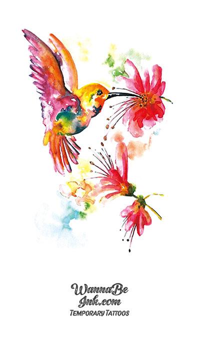 Red and Yellow Hummingbird Best Temporary Tattoos