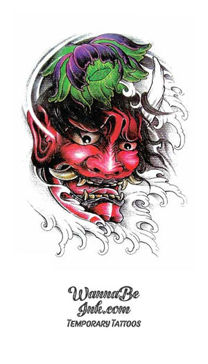 Red Demon Face Best Temporary Tattoos