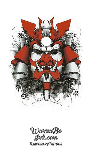 Red Faced Samurai Face Guard Best Temporary Tattoos