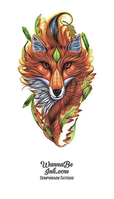 Red Fox In Autumn Leaves Best Temporary Tattoos