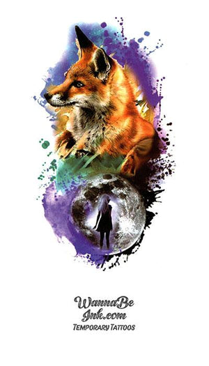 Red Fox Over The Man In The Moon Best Temporary Tattoos