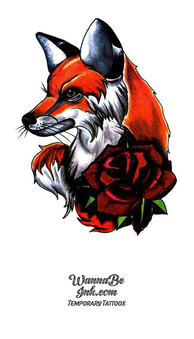 Red Fox Red Rose Best Temporary Tattoos