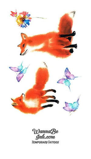 Red Foxes and Butterflies Best Temporary Tattoos