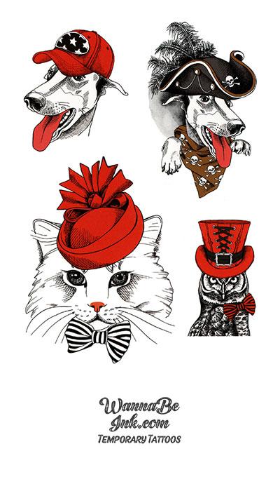 Red Hatted Animals Best Temporary Tattoos