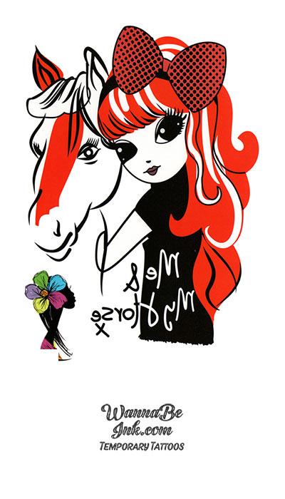 Red Head And Pony Best Temporary Tattoos