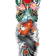 Load image into Gallery viewer, Red Japanese Devil Skulls with Orange and Black Koi Fish Temporary Sleeve Tattoos
