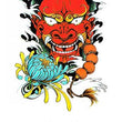 Load image into Gallery viewer, Red Kabuki Face and Blue lotus Best temporary Tattoos
