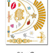 Load image into Gallery viewer, Red Lips Gold Lamb Gold Fan and Star Necklace and Palm Trees Metallic Temporary Tattoos
